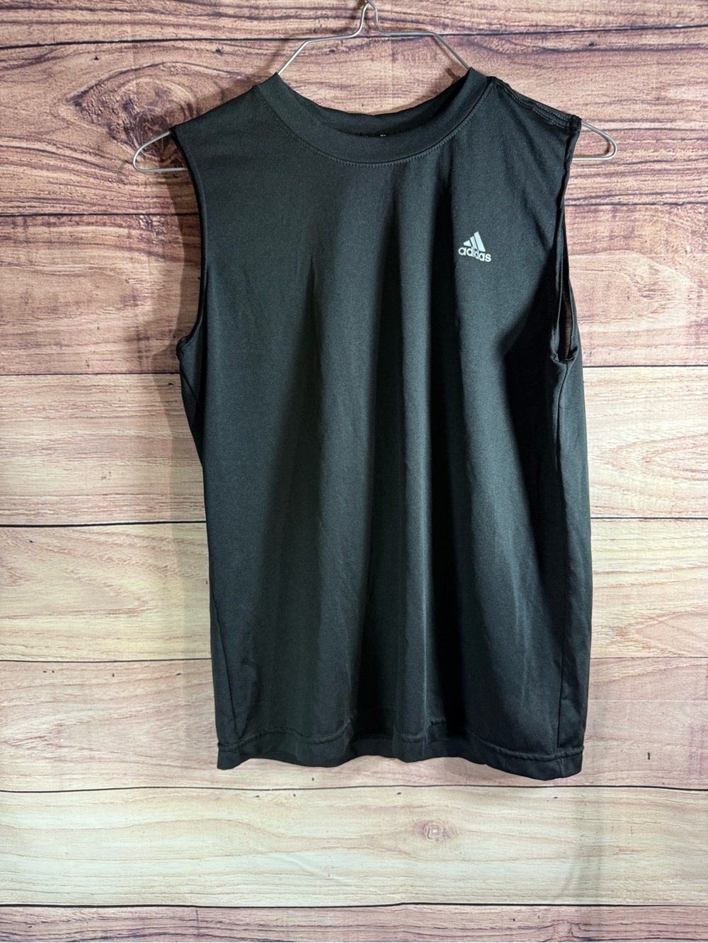 adidas boys Black Sleeveless Athletic Tank Top with Small Logo